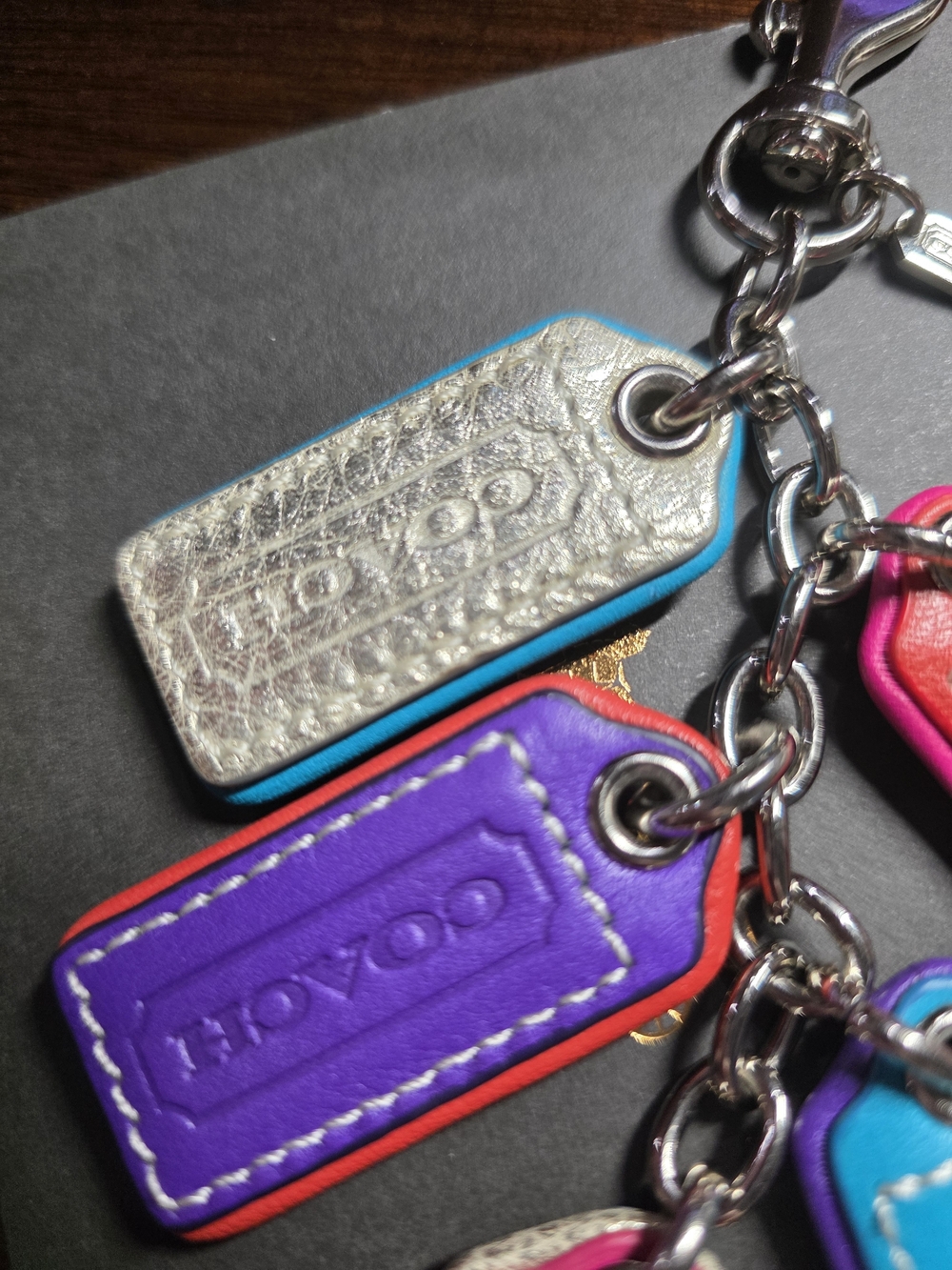 COACH Extremely RARE Multicolor Leather Tag Charm Keychain - Picture 4 of 11